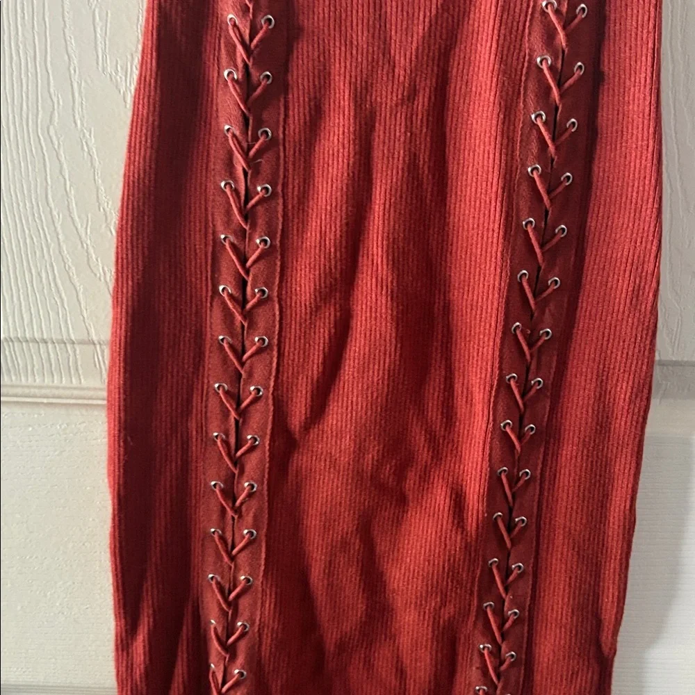 Windsor Rust Lace-Up Mini Dress